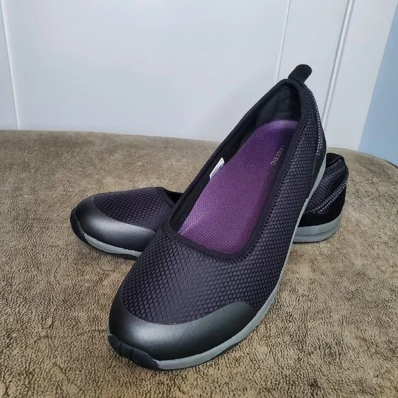 Lands’ End Black Slip On Comfort Shoes women's size 8.5 Skeemer New - Picture 1 of 11